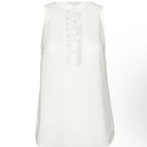 CAbi White Sleeveless ruffle Top